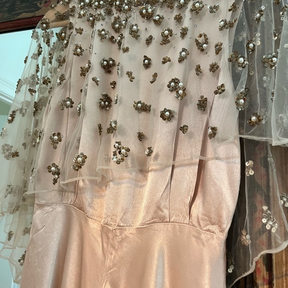 BHLDN long dress with beaded capelet - Picture 3 of 11